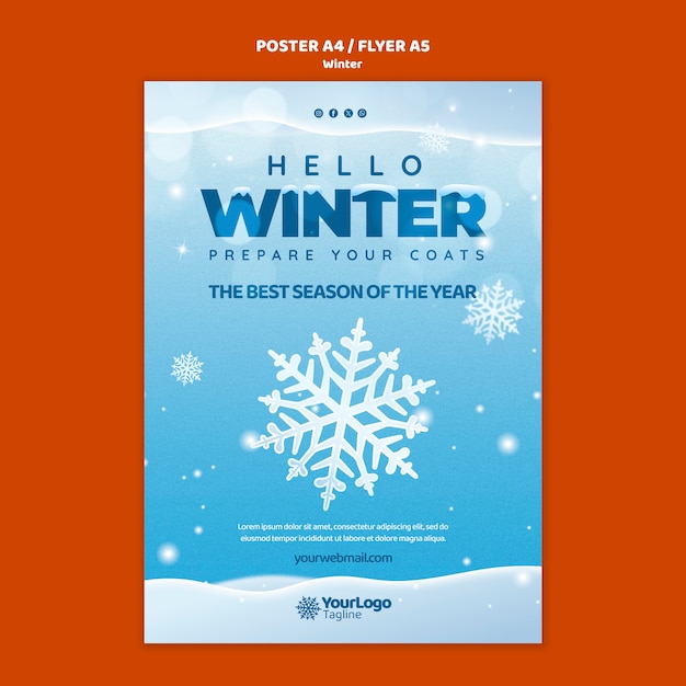 Free PSD winter season poster template