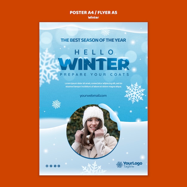 Free PSD winter season poster template