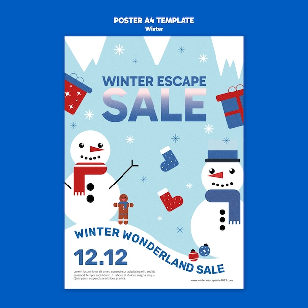 Free PSD winter season poster template