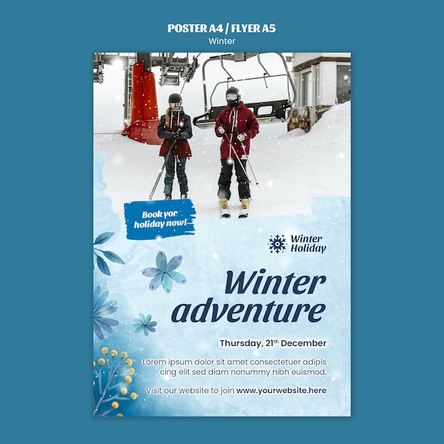 Free PSD winter season poster template