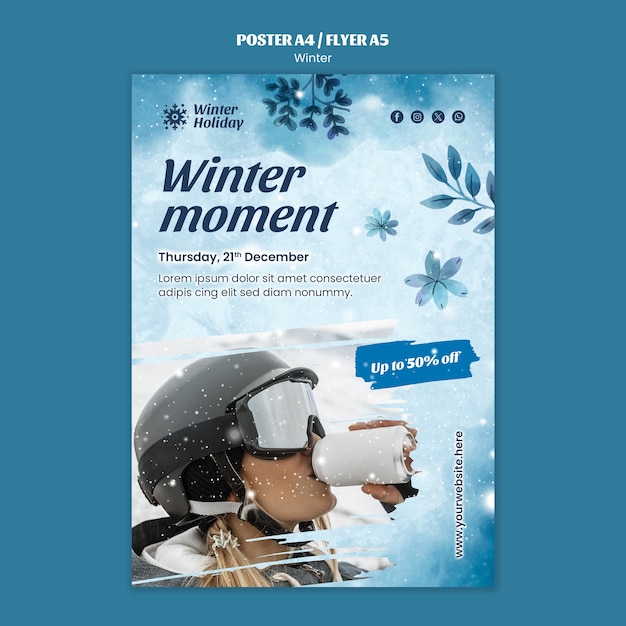 Free PSD winter season poster template