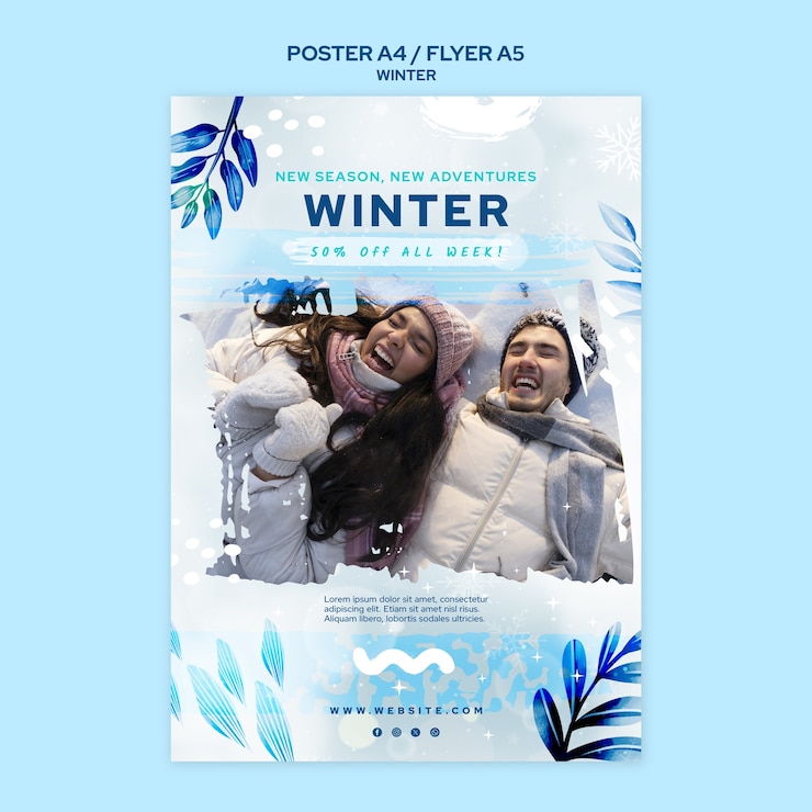 Free PSD winter season poster template