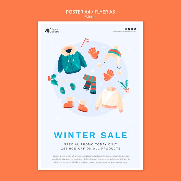 Free PSD winter season poster  template