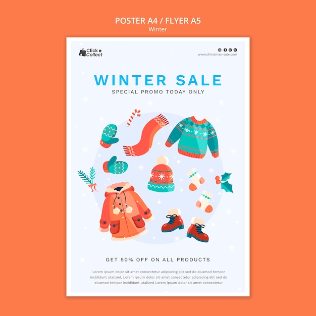 Free PSD winter season poster  template