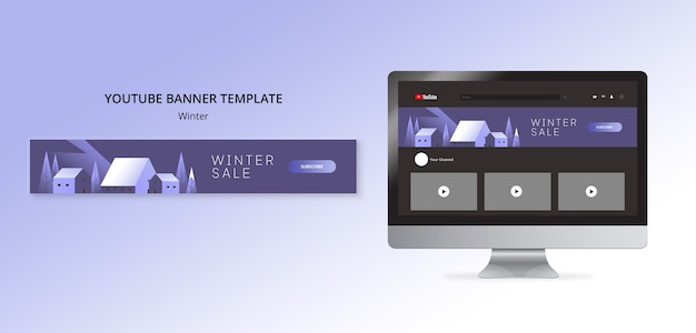 Free PSD winter season youtube banner template