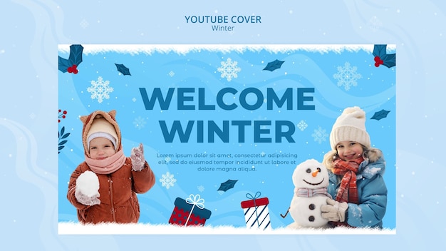 PSD gratuito modello di copertina youtube per la stagione invernale