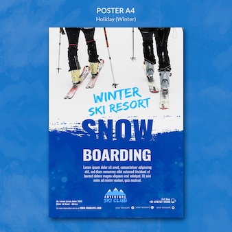 Winter ski resort a4 poster template