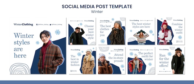 Winter social media post design template