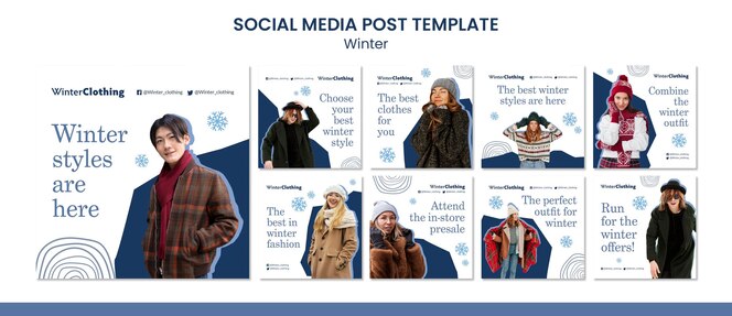 Winter social media post design template