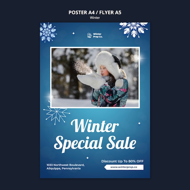 Free PSD winter special sale flyer template