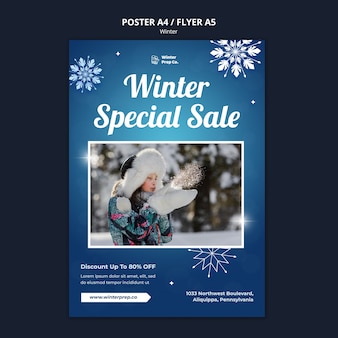 Winter special sale poster template