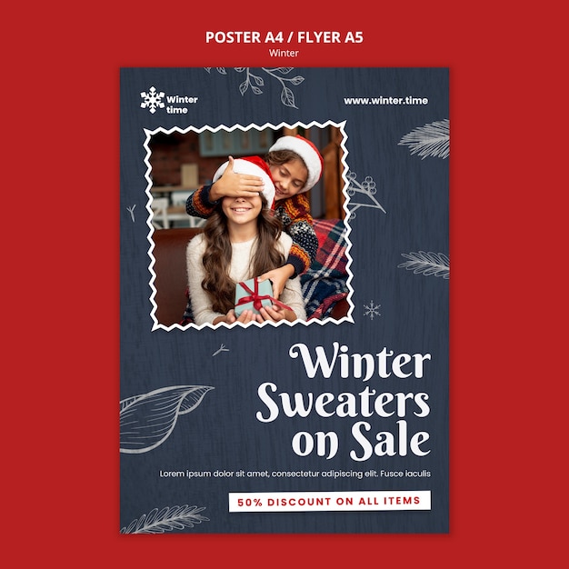 Winter sweater on sale poster template