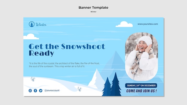 Free PSD winter template design of banner