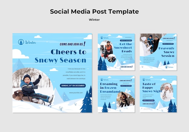 Free PSD winter template design of instagram post