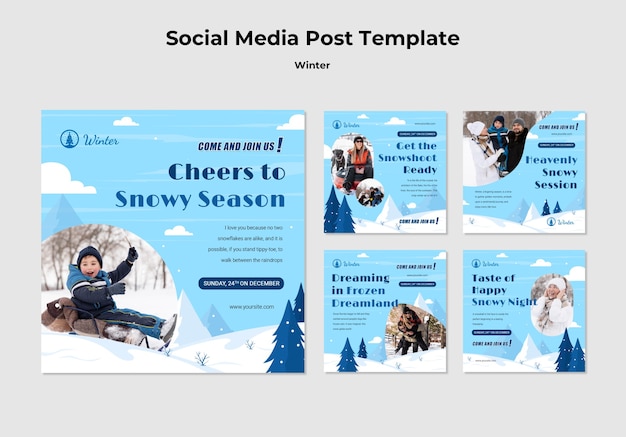 Winter template design of instagram post