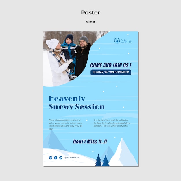 Free PSD winter template design of poster