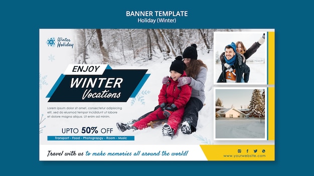 Winter vacation banner template