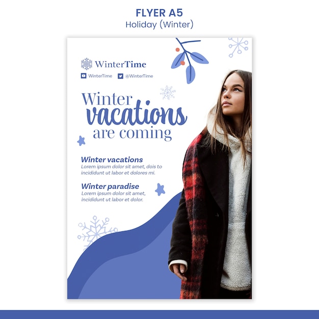 Winter vacations flyer template