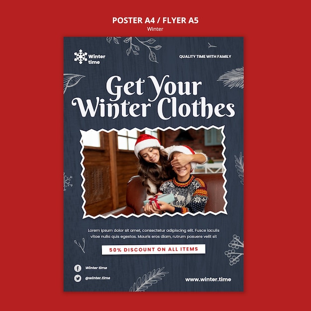 Winter wardrobe flyer template