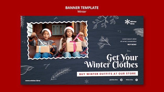 Winter wardrobe horizontal banner template