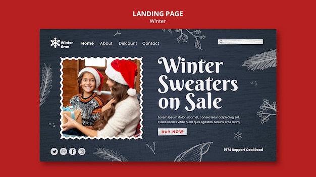 Free PSD winter wardrobe web template