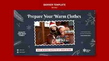 Free PSD winter warm clothes banner template