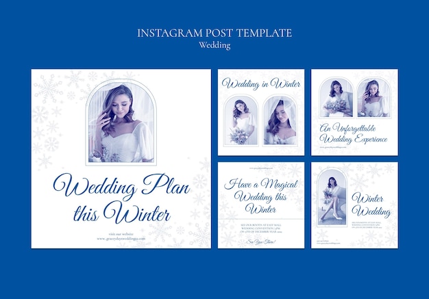 Free PSD winter wedding celebration instagram posts