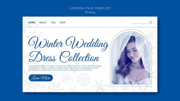 無料PSD 冬の結婚式のお祝いのランディングページ