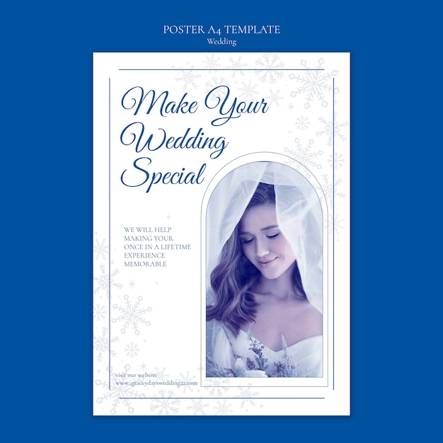 Free PSD winter wedding celebration poster template