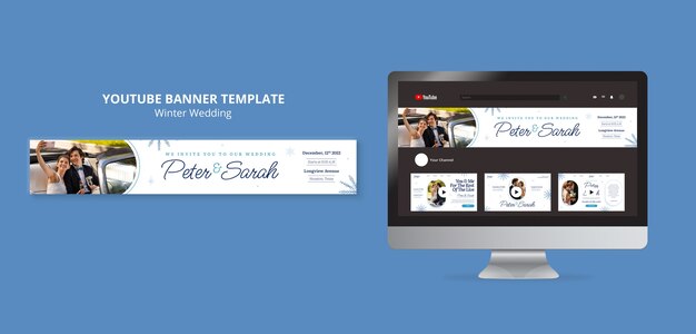 Winter Wedding Celebration YouTube Banner Free PSD Download
