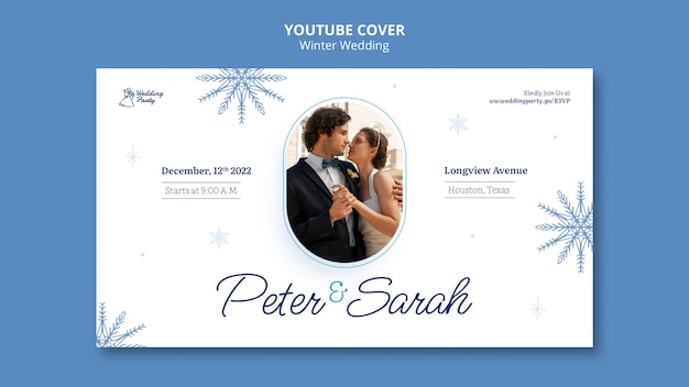 無料PSD 冬の結婚式のお祝いのyoutubeカバー