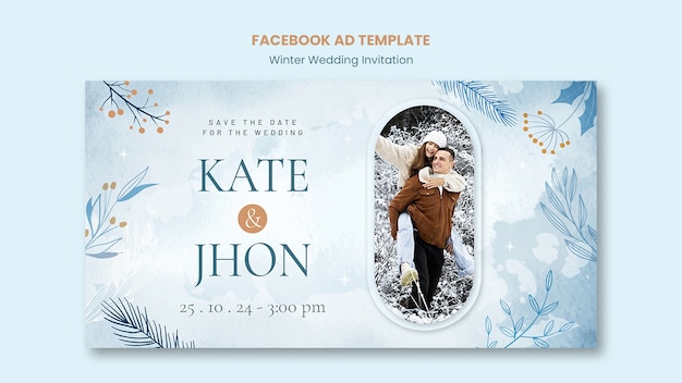 Winter wedding facebook template