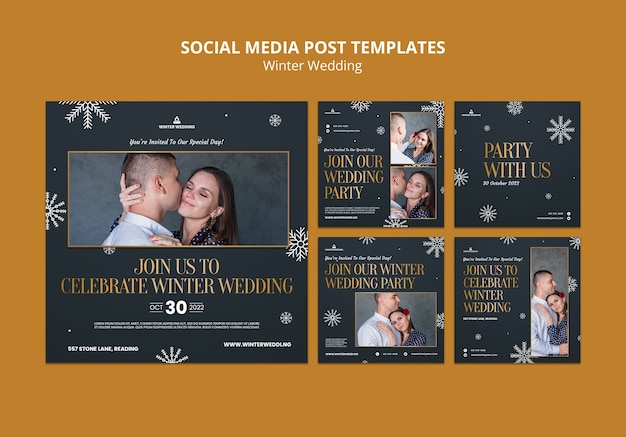 Free PSD winter wedding instagram posts