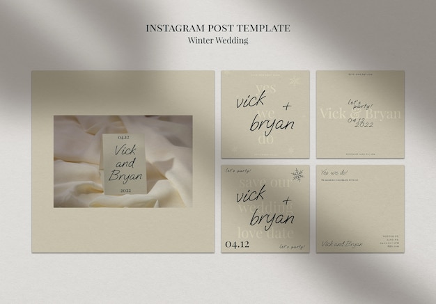 Unleash the Beauty of Winter Wedding Instagram Posts with Free PSD Templates for Download