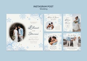 免费的PSD冬季婚礼邀请instagram帖子