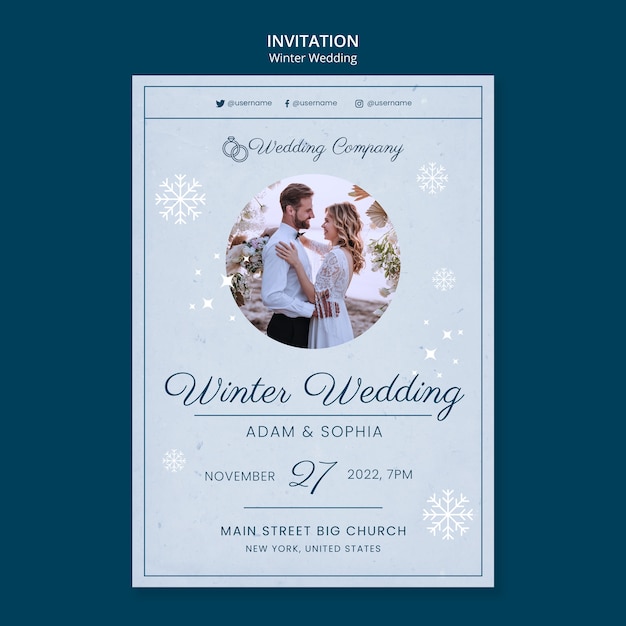 Winter Wedding Invitation Template Free PSD Download