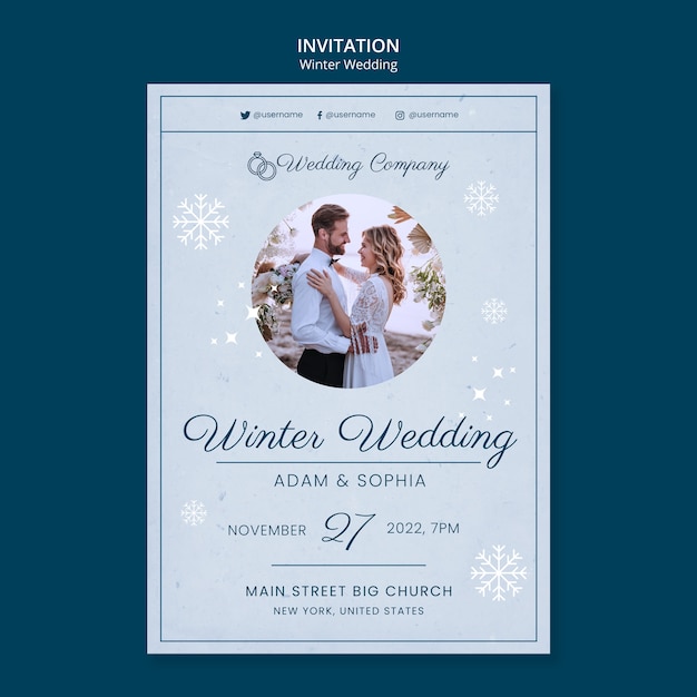 Winter wedding invitation template