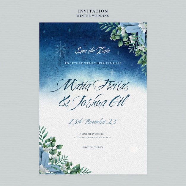 Winter wedding invitation template