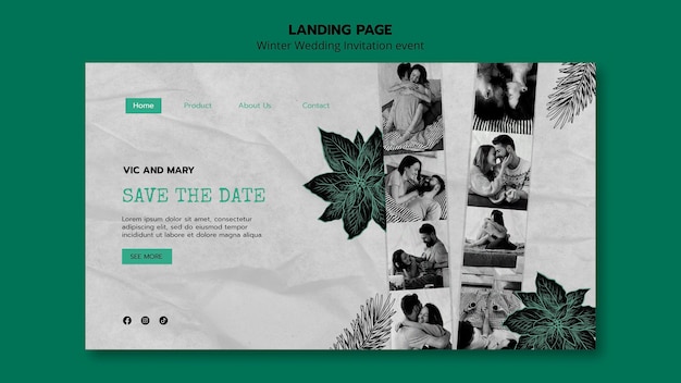 Winter wedding landing page template