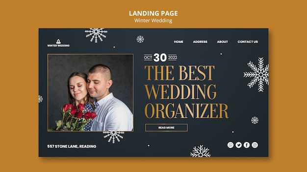 Free PSD winter wedding landing page template