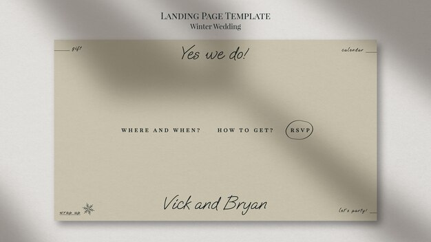 winter wedding landing page template