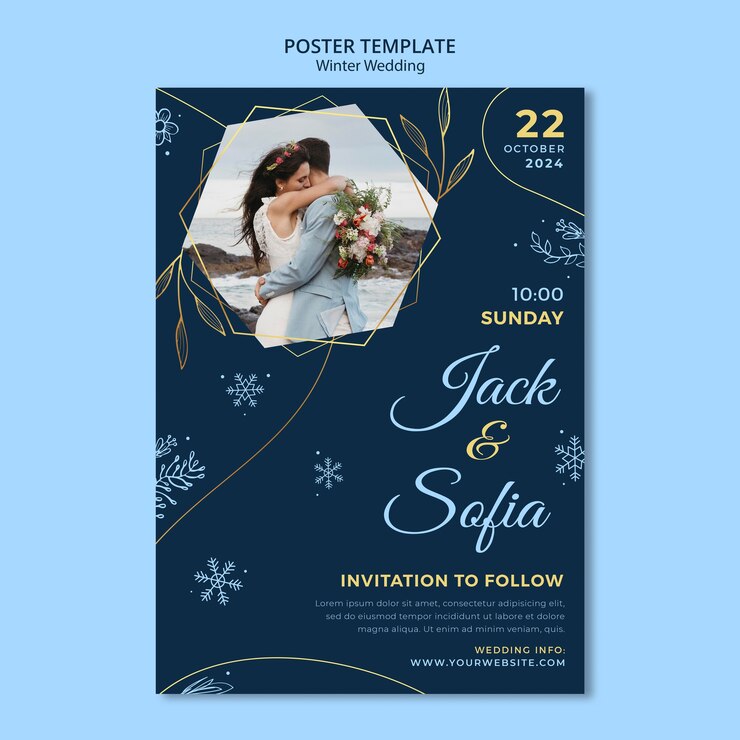 Free PSD winter wedding poster template