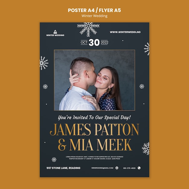 Free PSD winter wedding poster template