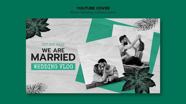 Free PSD winter wedding youtube cover template