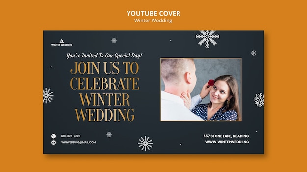 無料PSD 冬の結婚式のyoutubeカバーテンプレート