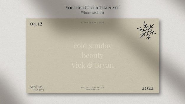 Free PSD winter wedding youtube cover template