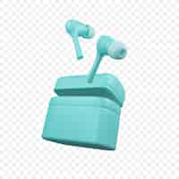 Free PSD wireless tws earbuds icon isolated 3d render illustration
