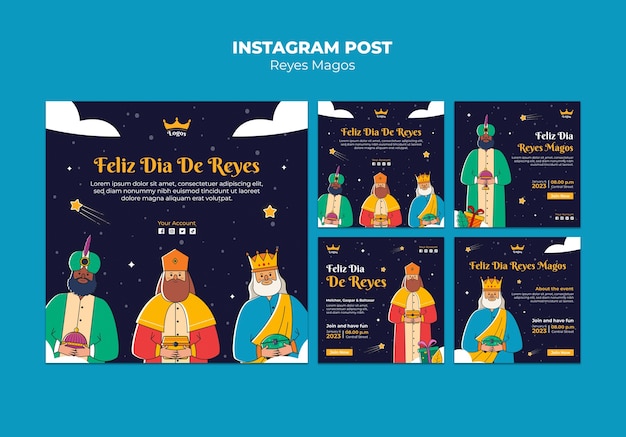 Free PSD the wise men celebration instagram posts