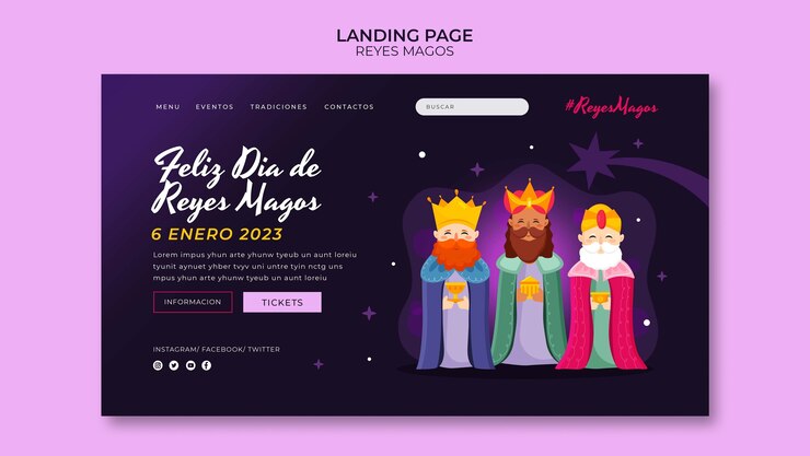 मुफ़्त PSD the wise men celebration landing page template