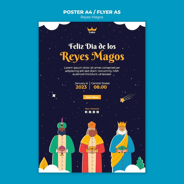 Free PSD the wise men celebration poster template